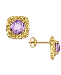 Macy's Pink Amethyst (3 ct. t.w.) Braided Stud Earrings in 14k Gold Over Sterling Silver