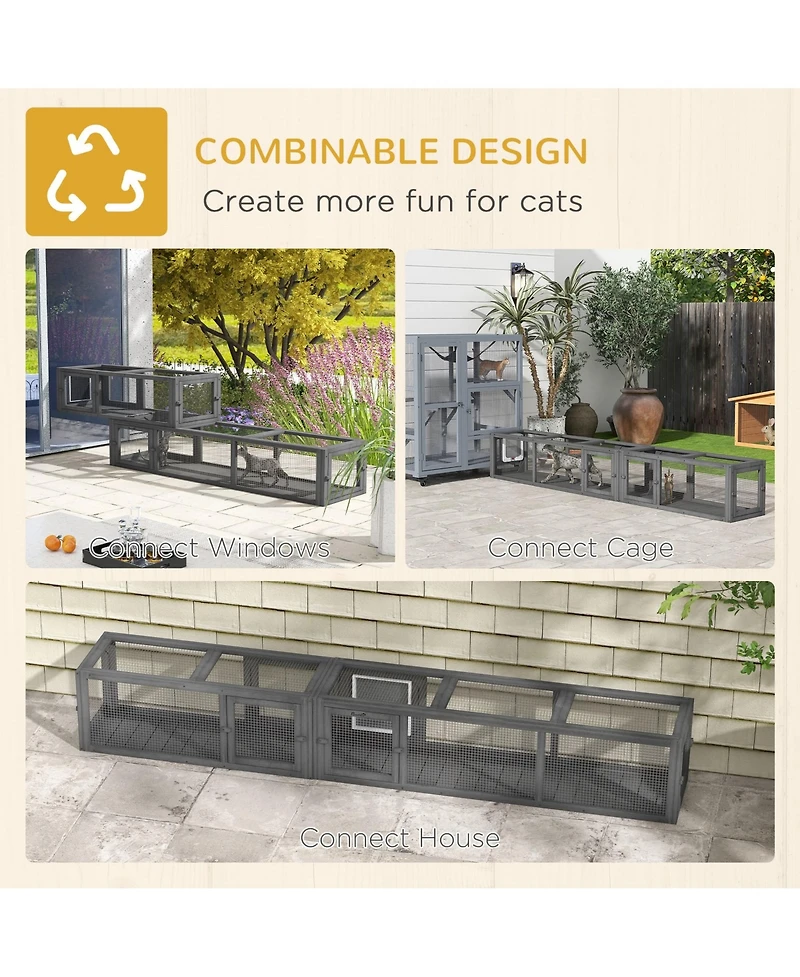 Zeus & Ruta 98 Inch Dark Gray 8 Door Outdoor Cat Tunnel