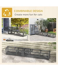 Zeus & Ruta 98 Inch Dark Gray 8 Door Outdoor Cat Tunnel