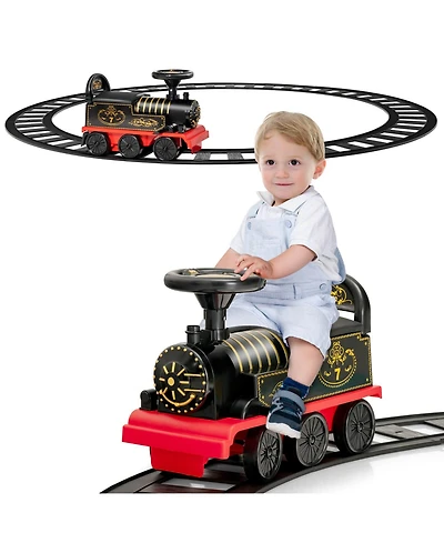 Sugift 6V Electric Kids Ride On Car Toy Train with 16 Pieces Tracks