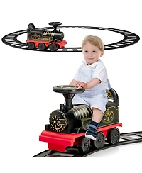 Sugift 6V Electric Kids Ride On Car Toy Train with 16 Pieces Tracks