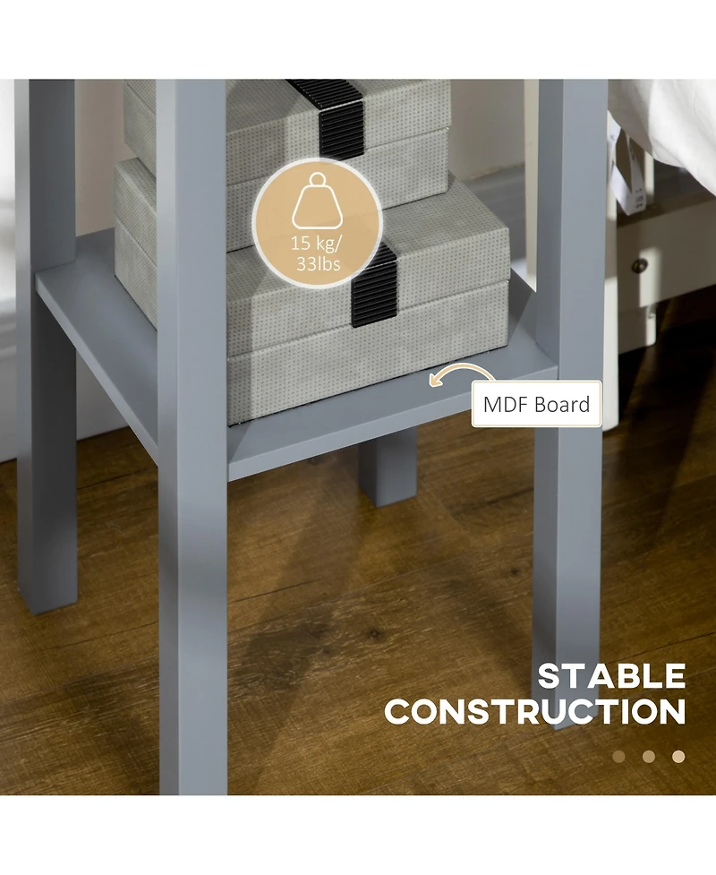 Homcom 29" 2-Tier Side Table with Drawer Shelf, End Table for Living Room,