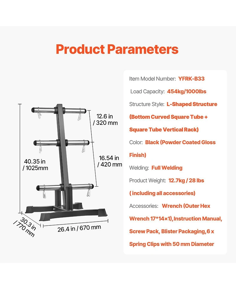 Mecale Weight Plate Rack, L-Frame Plate Tree for 2-Inch Weight Plates, 1000 lb Capacity Storage Stand