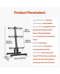 Mecale Weight Plate Rack, L-Frame Plate Tree for 2-Inch Weight Plates, 1000 lb Capacity Storage Stand