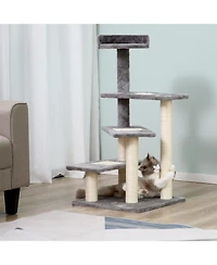 Aostirmotor 4-Step Multi-Level Carpeted Cat Tree with Scratching Post Pet Stairs