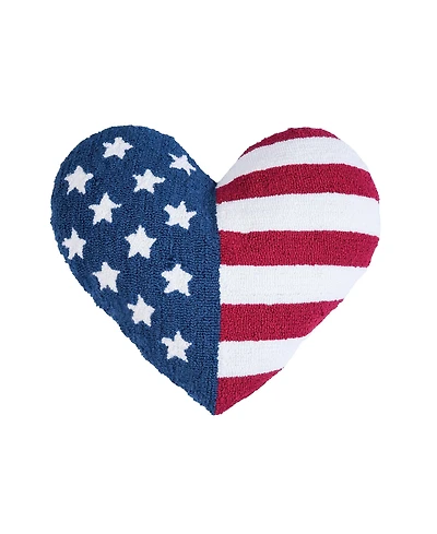 C&F Home Flag Stars and Stripes Patriotic 4th of July Heart Hooked Shaped Throw Pillow, 18" x 21