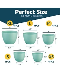 Lifemaster Planter Pots with Drainage Holes, Lightweight, Durable & Space-Saving Indoor & Outdoor Plastic Planters, Modern Design