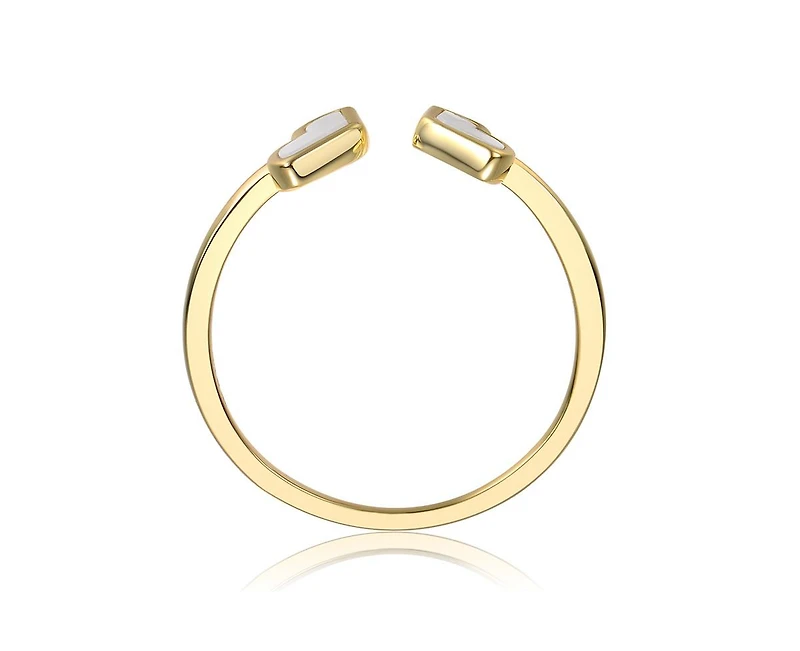 Genevive Timeless 14K Gold Plated Mother of Pearl Heart Open Ring