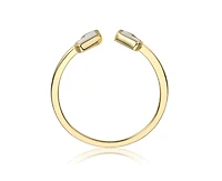 Genevive Timeless 14K Gold Plated Mother of Pearl Heart Open Ring