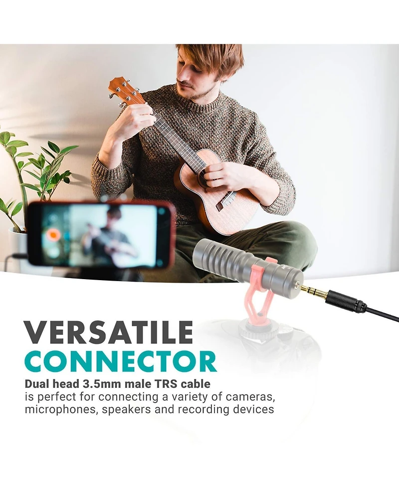 Movo MC6 Dual 3.5mm Male Stereo Trs Cable