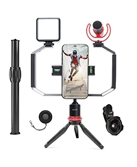 Movo iVlog3 Smartphone Video Bundle with Microphone, Mini Tripod, Led Camera Light, Wide-Angle Lens