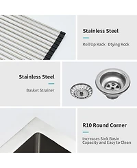 flynama 33x21x10 Inch Double Bowl 60 and 40 Farmhouse Apron Front Kitchen Sink 16 Gauge T304 Stainless Steel With Two 10 Inch Deep Basin