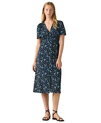 Womens Paola V Neck Button Front A Line Midi Dress