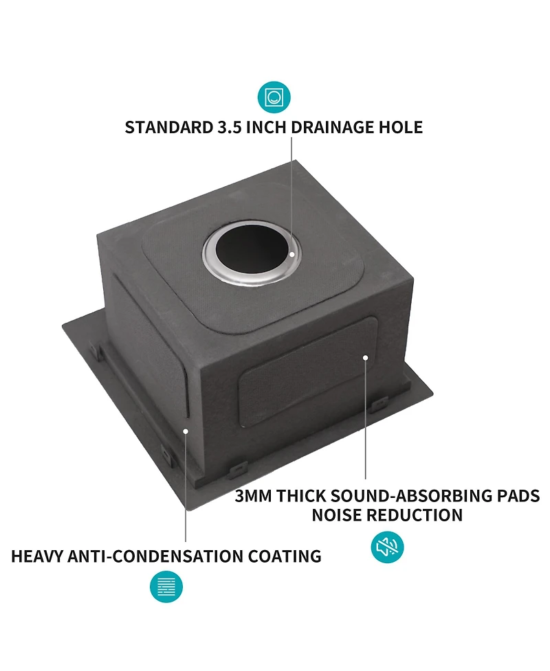 flynama 15x15x9-Inch Stainless Steel Drop-In Topmount Kitchen Sink Workstation Single Bowl