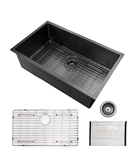 huluwat 32x19inch Gunmetal Black Kitchen Sink Stainless Steel Single Bowl Undermount Nano Surface