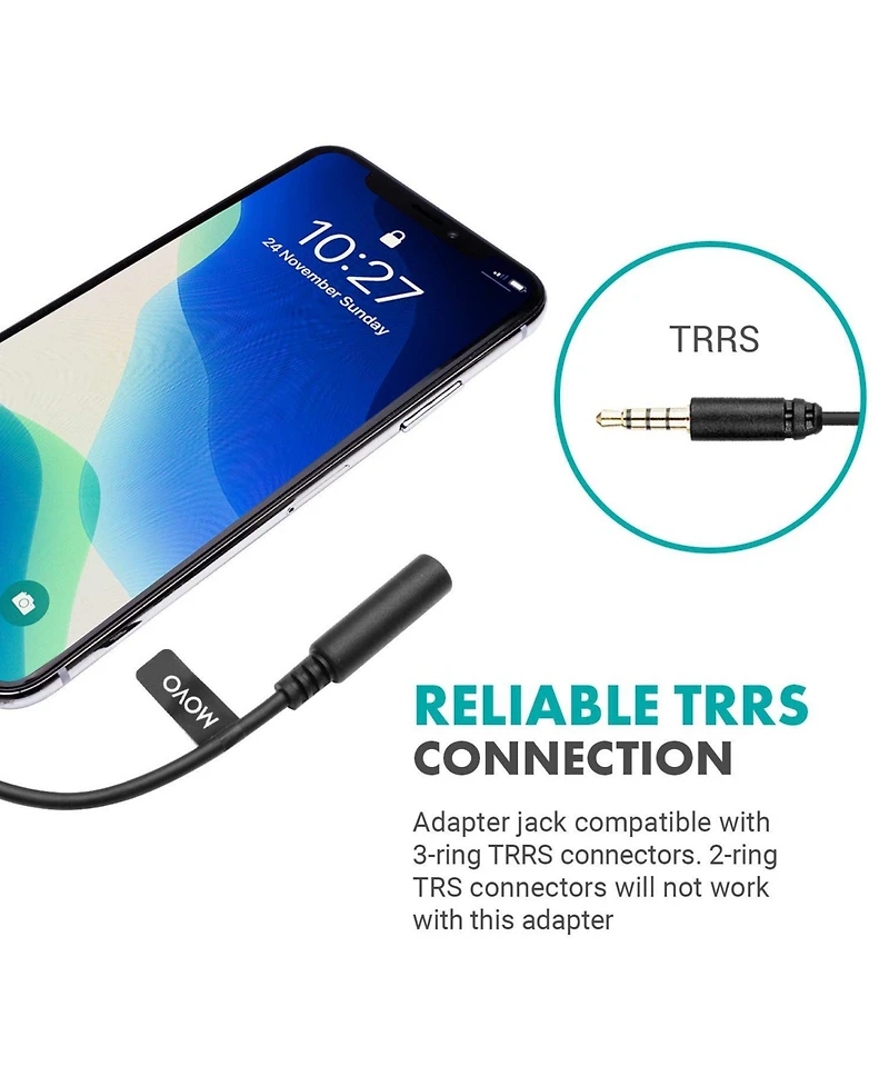 Movo Ima-3 Female 3.5mm Trrs to Lightning Adapter