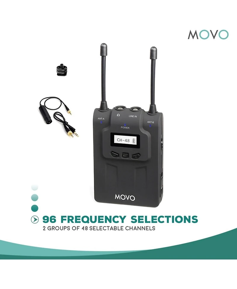 Movo WMIC80 Uhf Wireless Handheld Microphone System with 2 Handheld Mics
