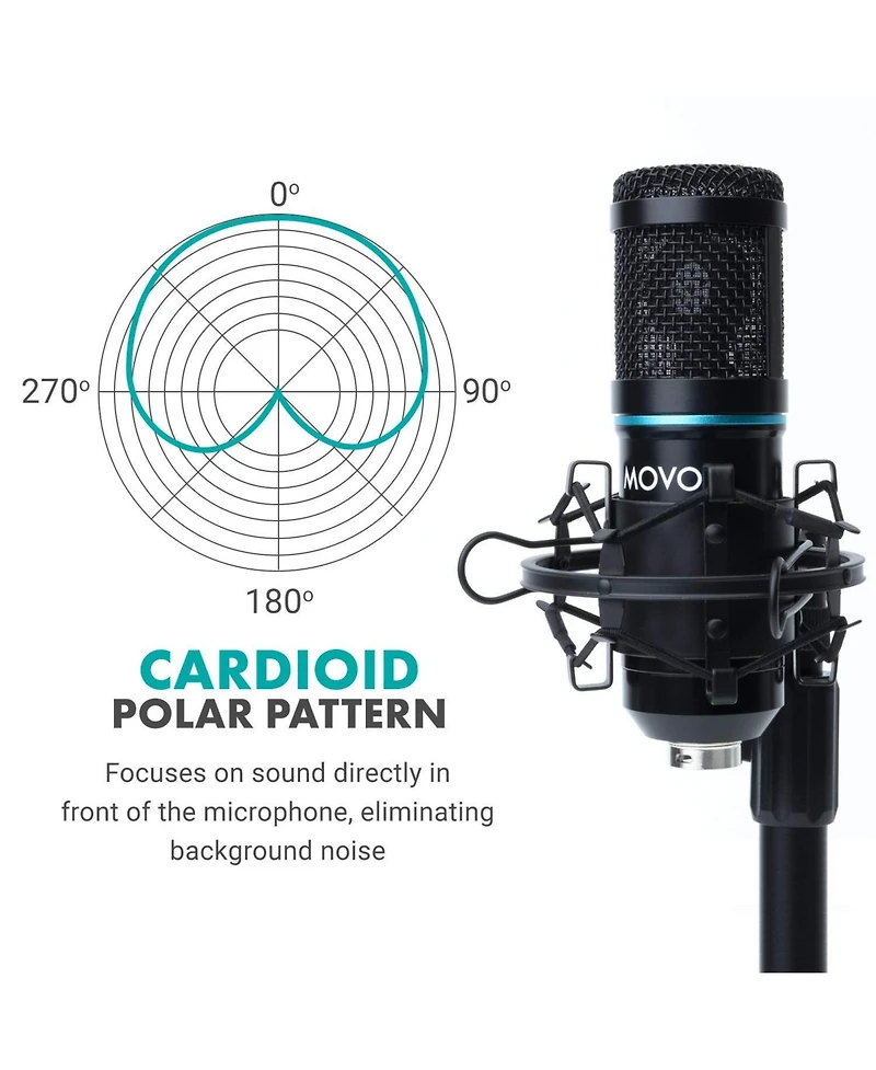Movo iPhone 15/16 Usb-c Podcast Equipment Bundle Compatible with iPhone 15/16, iPad-Pro (Usb-c)