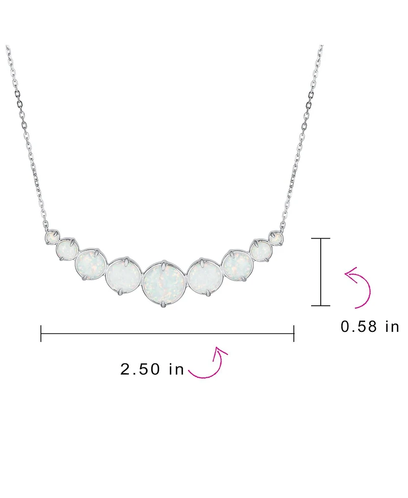 Bling Jewelry White Created Opal Statement Necklace and Solitaire Stud Earrings Jewelry Set Sterling Silver