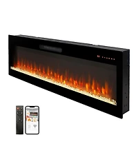 Clihome Smart 50" WiFi-Enabled Electric Fireplace Heater, Recessed in-Wall and Wall-Mounted