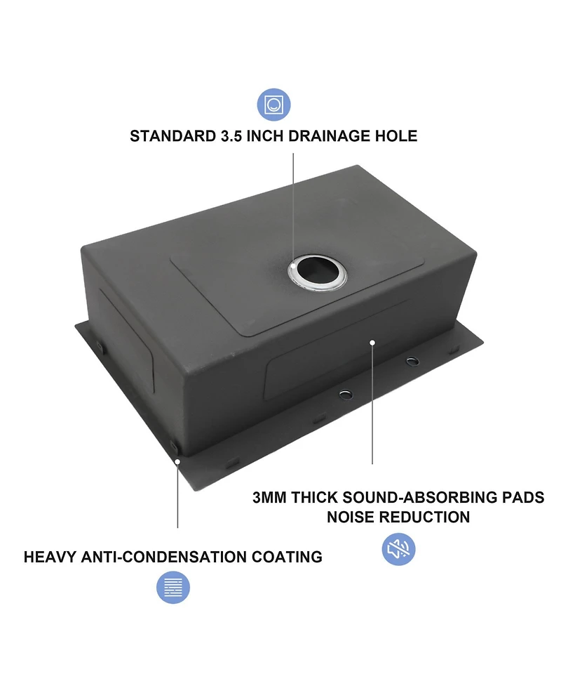 Flynama 16-Gauge Stainless Steel Drop-In Kitchen Sink with Pull-Out Faucet, Single Bowl, 30" x 22" x 10"