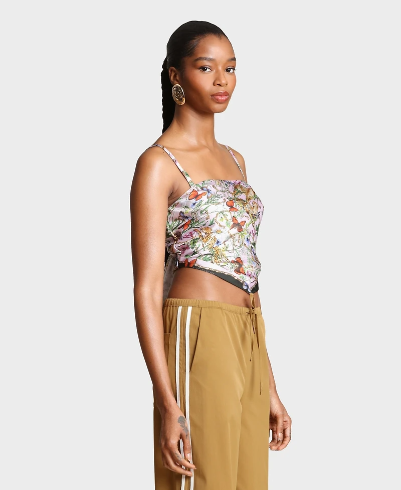 Avec Les Filles Women's Square Neck Scarf Top