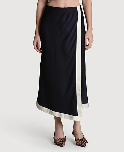 Avec Les Filles Women's Asymmetrical Wrap Midi Skirt