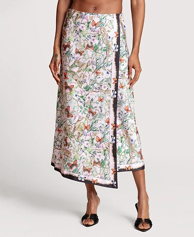 Avec Les Filles Women's Asymmetrical Wrap Midi Skirt