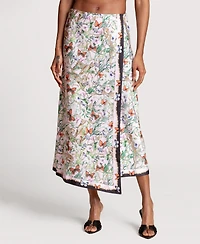 Avec Les Filles Women's Asymmetrical Wrap Midi Skirt