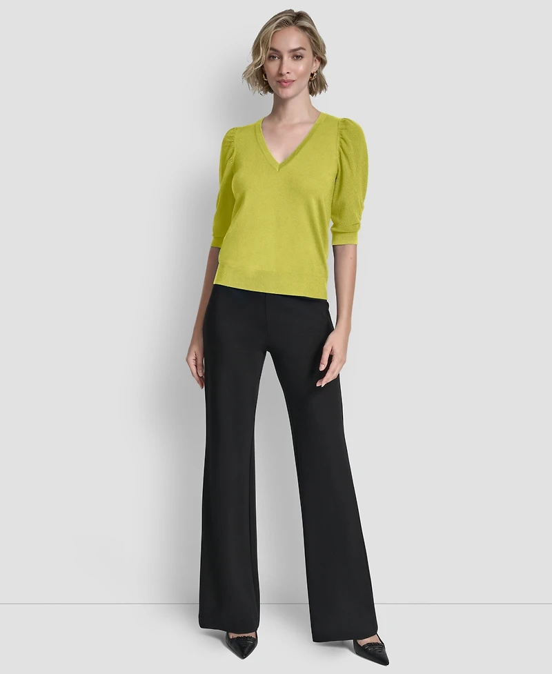 Dkny Women's Puff-Sleeve V-Neck Sweater