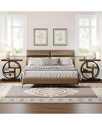 Tribesigns End Table Set of 2, 4-Tier Narrow Side Table, Wood Small Sofa Industrial Bedside for Bedroom
