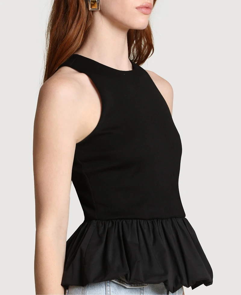 Avec Les Filles Women's Peplum Crewneck Tank Top