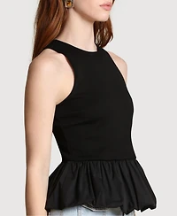 Avec Les Filles Women's Peplum Crewneck Tank Top