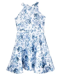 Rare Editions Girls' 7-16 Floral Mikado Sleeveless Dress