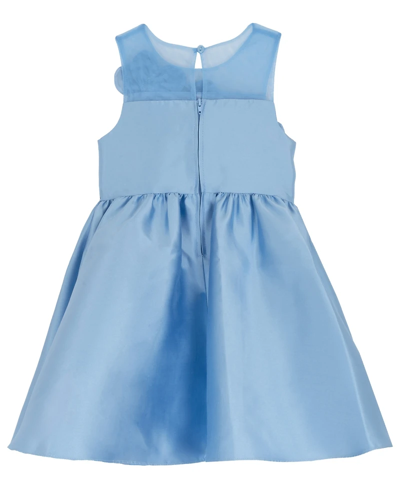 Rare Editions Girls' 2T-6X Illusion Neck 3D Rosettes On Bod Mikado Dress