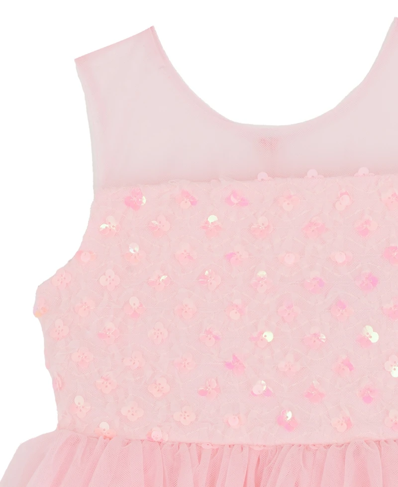 Rare Editions Girls' 2T-6X Ruffle Trim Round Neck Dress