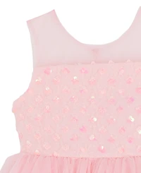 Rare Editions Girls' 2T-6X Ruffle Trim Round Neck Dress