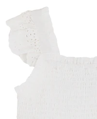 Rare Editions Girls' 2T-6X Cotton Eyelet Square Neck Flutter Dress