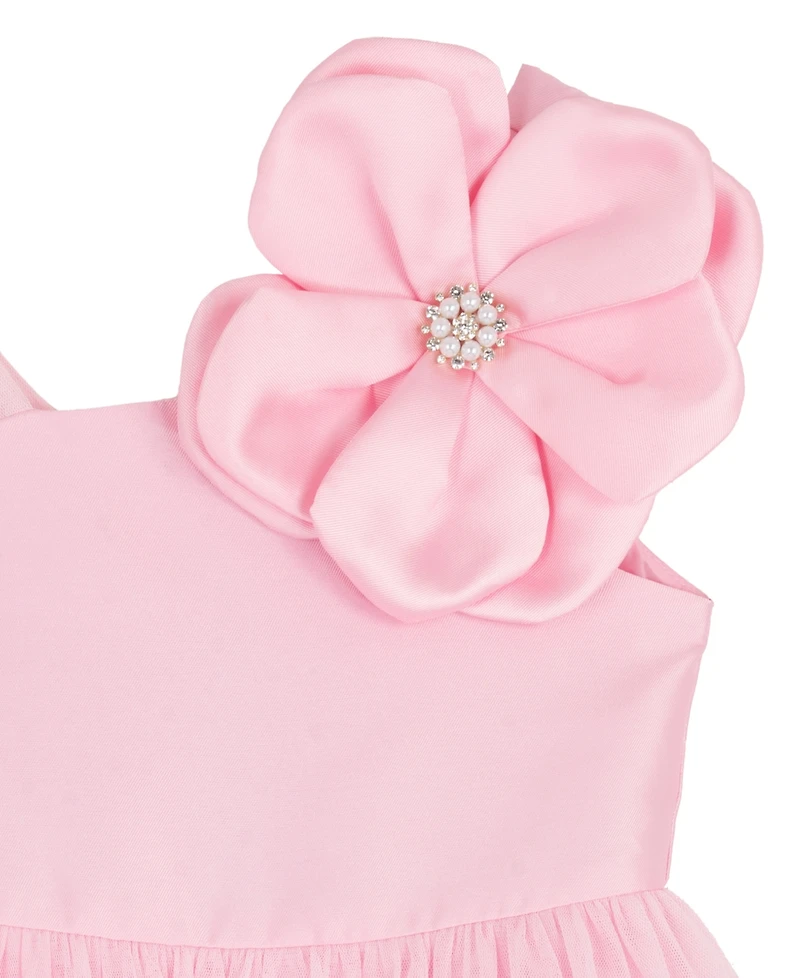 Rare Editions Girls' 2T-6X Mikado Sleeveless Mesh Skirt Dress