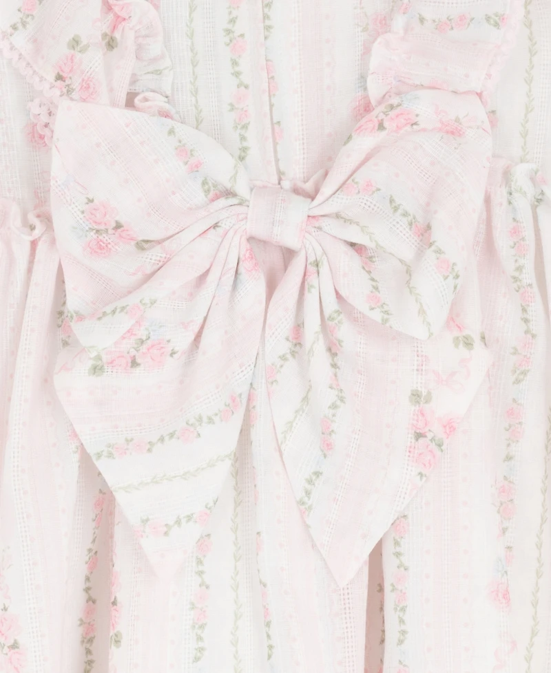 Rare Editions Girls' 2T-6X Bunny Print Round Neck Flared Dress