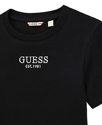 Guess Big Girl Short Sleeve Rib Dress with Embroidered Logo