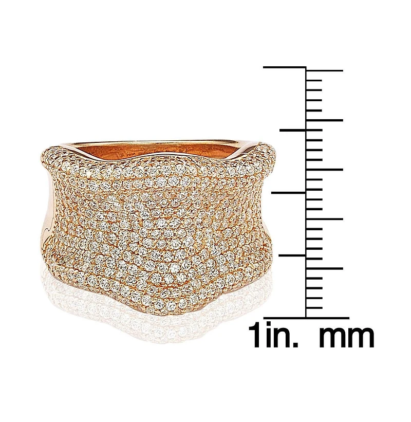 Suzy Levian Sterling Silver Cubic Zirconia Pave Curved Wide Ring