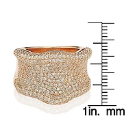 Suzy Levian Sterling Silver Cubic Zirconia Pave Curved Wide Ring