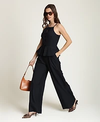 Avec Les Filles Women's Bow Vest Twofer Square Neck Jumpsuit