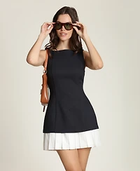Avec Les Filles Women's Boat Neck Mini Dress