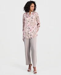 Anne Klein Women's Long-Sleeve Floral Popover Blouse