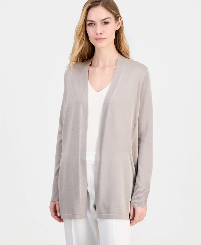 Anne Klein Women's Open-Front Rib Pocket Cardigan