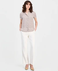 Anne Klein Women's Short-Sleeve Button-Front Blouse