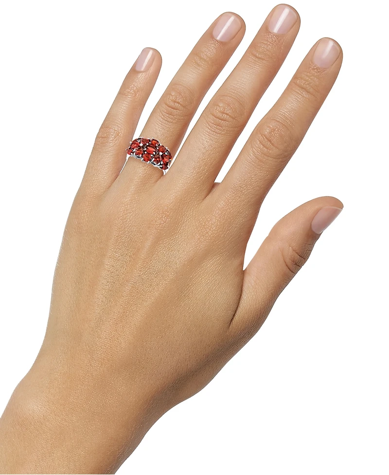 Macy's Garnet (3-17/40 ct. t.w.) & Diamond Accent Ring in Sterling Silver
