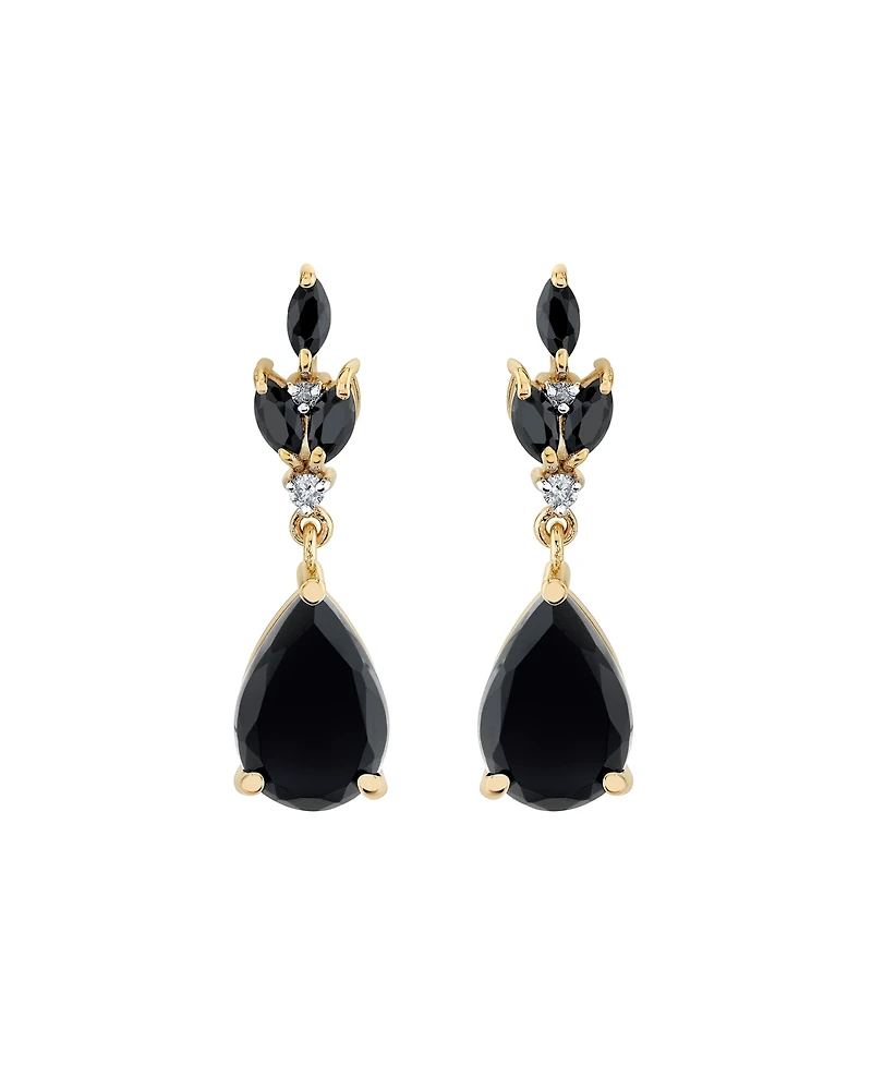 Macy's Onyx (3-1/8 ct. t.w.) & Diamond Accent Drop Earrings in 10k Yellow Gold